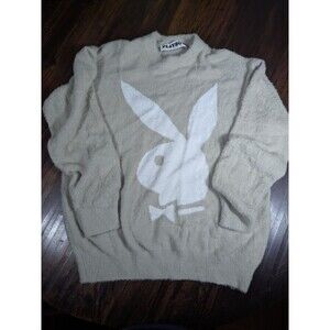 Playboy x PacSun Fuzzy Bunny Head Knit Sweater - Tan / Beige - Size M